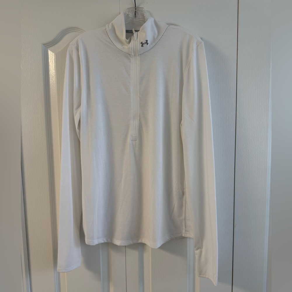 Under Armour White HeatGear Long Sleeve 1/4 Zip Top Size XL - Picture 1 of 4